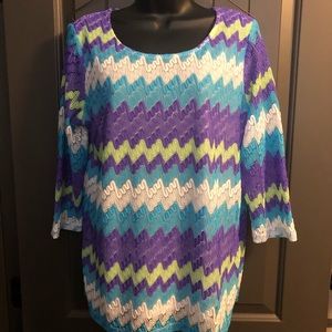 Alfred Dunner 3/4 Sleeve Colorful Blouse - Size PM
